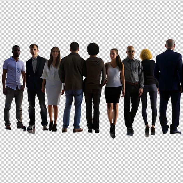 PSD silhouette group of a people on transparent background