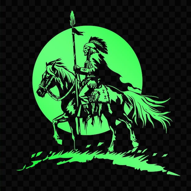 PSD a silhouette of a knight on a horse with a green background