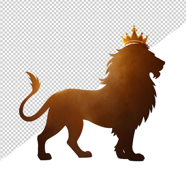 PSD silhouette of a lion in crown on transparent background