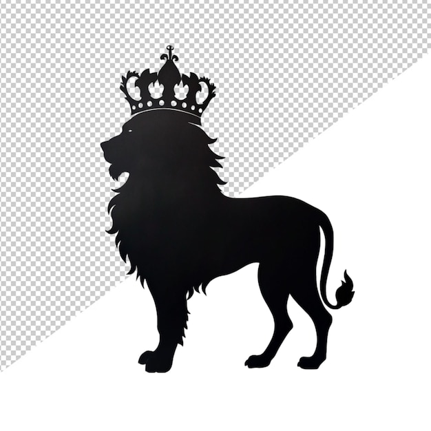 PSD silhouette of a lion in crown on transparent background