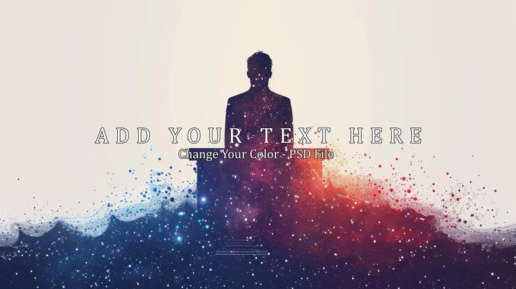 PSD silhouette of a man against a cosmic background