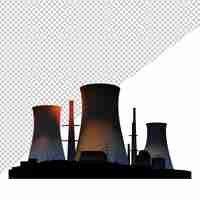 PSD silhouette of a nuclear power plant on transparent background