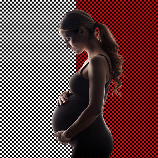 PSD silhouette of a pregnant girl on transparent background