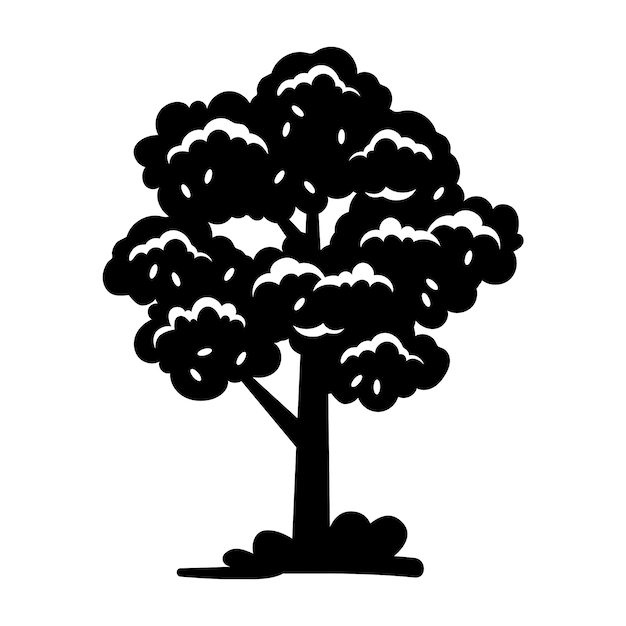 고립 된 나무 의 실루 ⁇