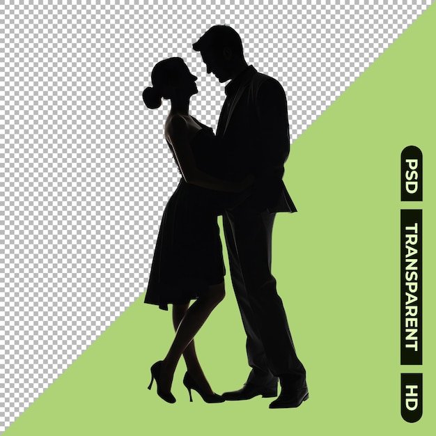 PSD silhouette of party couple isolated on transparent background