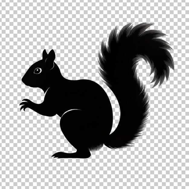 PSD silhouette of squirrel on transparent bg