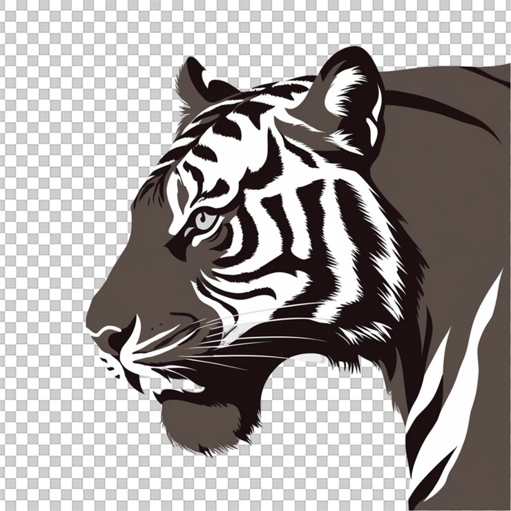 PSD silhouette vector illustration of a fierce tiger isolated on white background