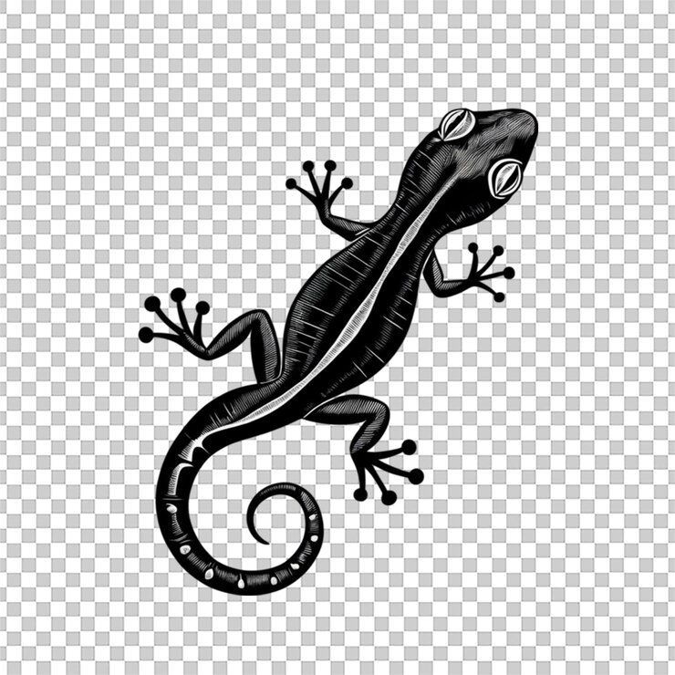 PSD silhouette vector illustration of a nimble gecko isolated on white background