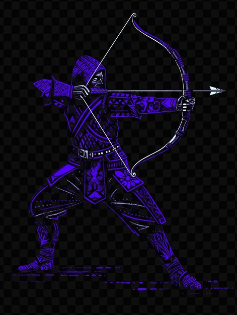 A silhouette of a warrior with a bow and arrow