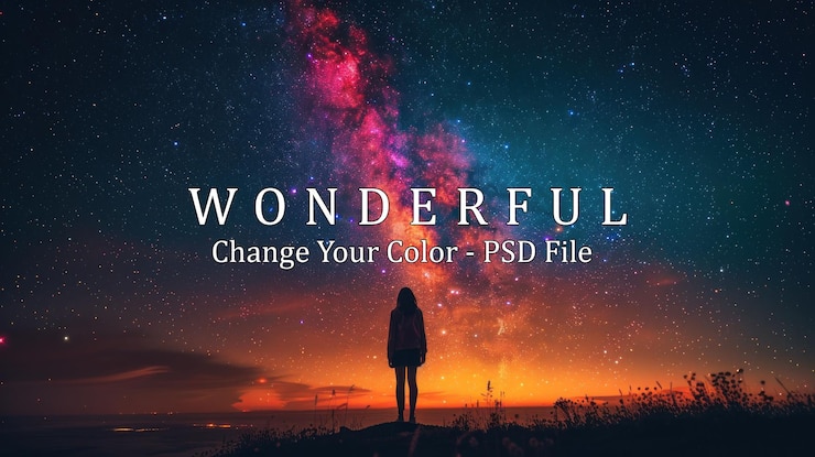 PSD silhouette of a woman under the milky way