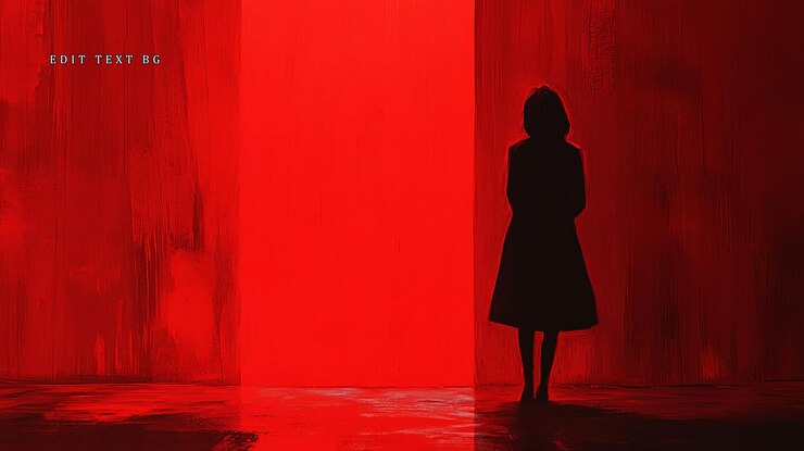PSD silhouette of woman in red doorway