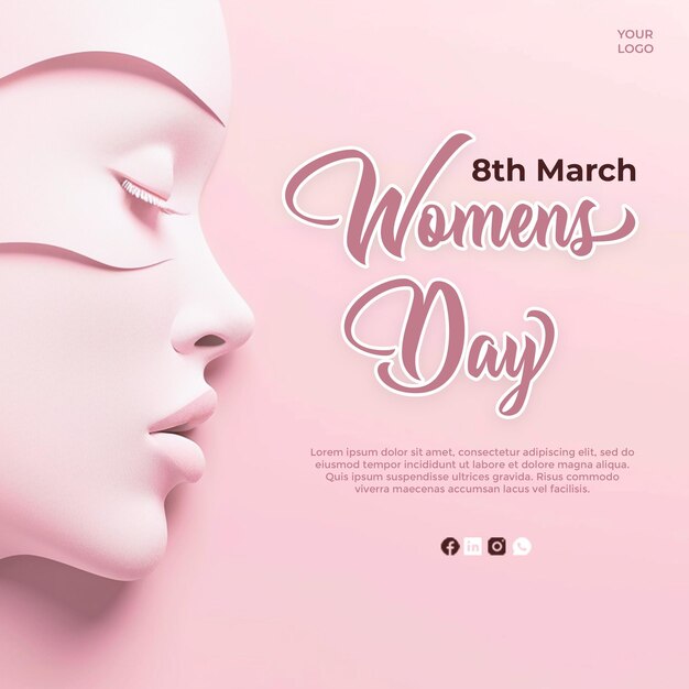 A silhouette of womens day with text happy womens day psd template