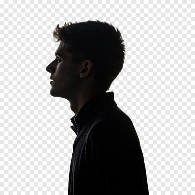 Silhouette of a Young Man isolated on Transparent White Background