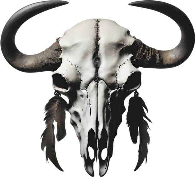 PSD silhouetted buffalo skull clipart