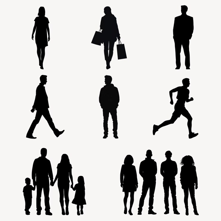 PSD 다양한 인간 인물의 실루 세트 psd