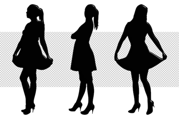 PSD silhouettes of a woman with a bag on the left side