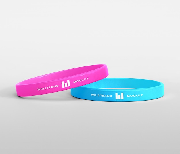 PSD silicon double wristband mockup