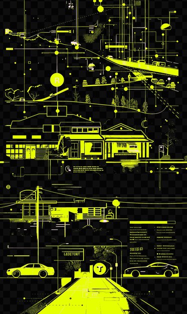 PSD silicon valley with tech savvy street scene and modern archi psd vector tshirt tattoo ink scape art