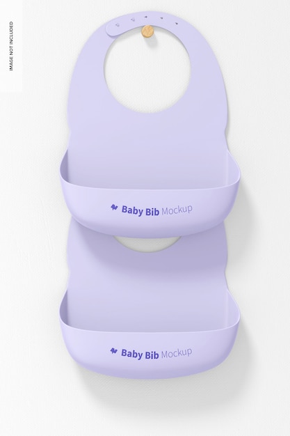 PSD silicone baby bib mockup, hanging