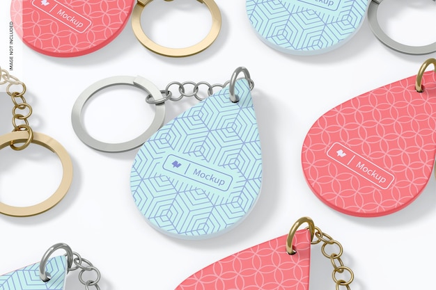 Silicone keychains set mockup