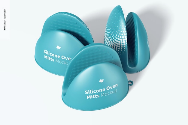 Silicone Oven Mitts Set Mockup