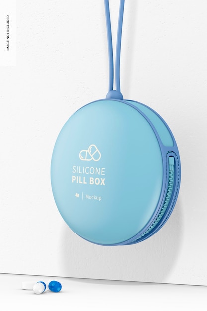 silicone pill box mockup, hanging