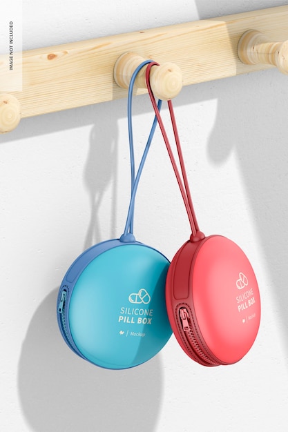 silicone pill boxes mockup, left view