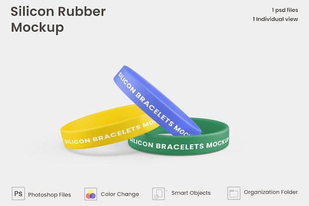 Silicone rubber bracelet mockup 