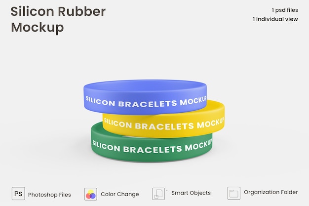 Silicone rubber bracelet mockup