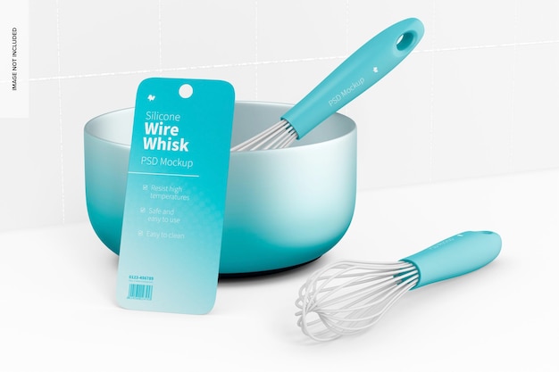 Silicone wire whisks with bowl mockup