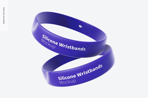 silicone wristbands set mockup, falling