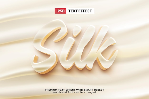 PSD silk 3d editable text effect style on wavy silk background