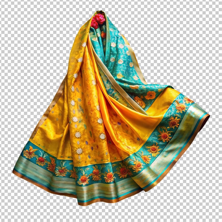 PSD silk dupatta on white background