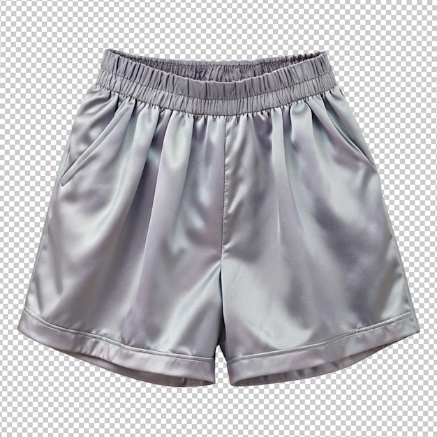 Silky elastic waistband shorts on transparent background