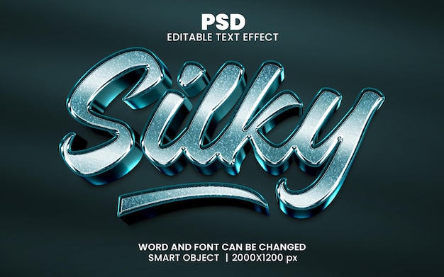 PSD シルキー メタリック 3 d 編集可能な photoshop テキスト効果スタイル背景付き