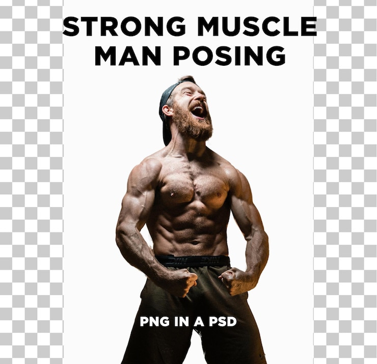 PSD silny mięśniowy mężczyzna pozujący png w psd