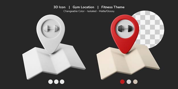 Siłownia Centrum Fitness Lokalizacja Mapy Gps 3d Ikona Ilustracja Motyw Fitness