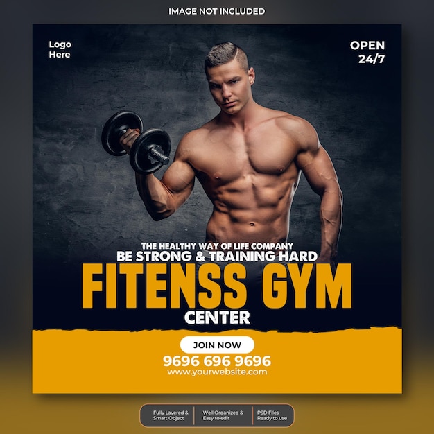 Siłownia Fitness Szablon Postu Na Instagramie