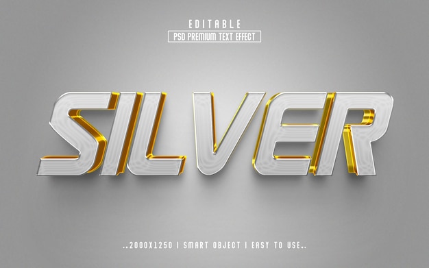 Silver 3d Editable Text Effect Style Template With Background