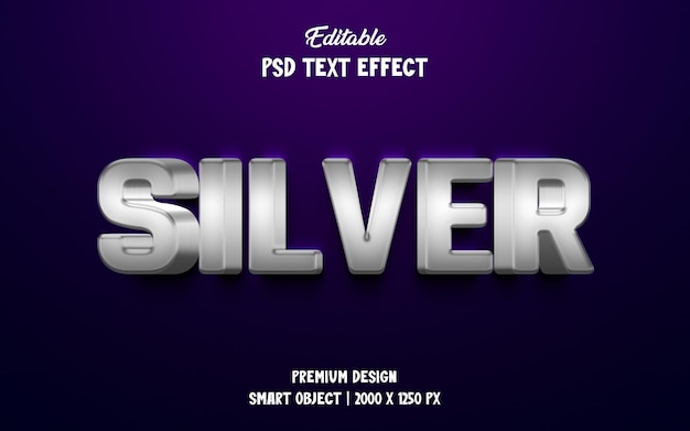 Silver 3d editable text effect