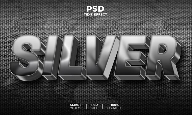 Silver 3d editable text effect