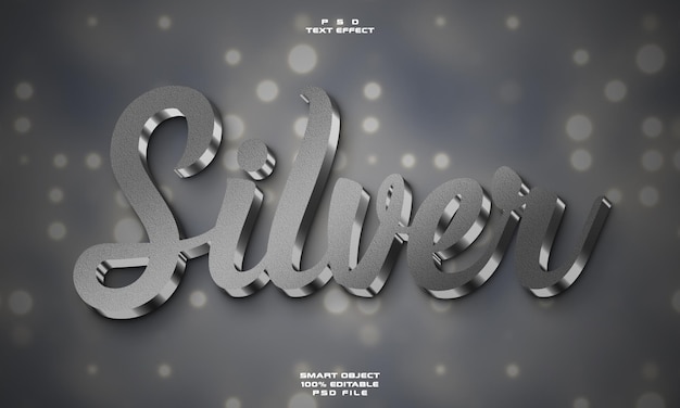 PSD silver 3d editable text effect