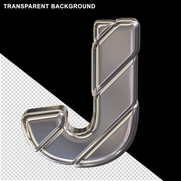 Серебряные объемные буквы с диагональными ремнями заглавная буква j
