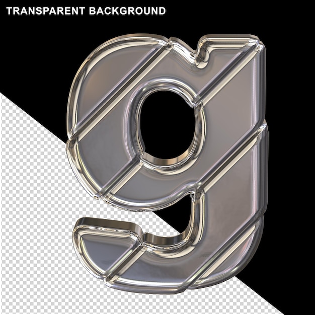 銀色3D字母與對角帶字母 g