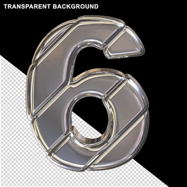 Silver 3d numbers with diagonal belts number 6