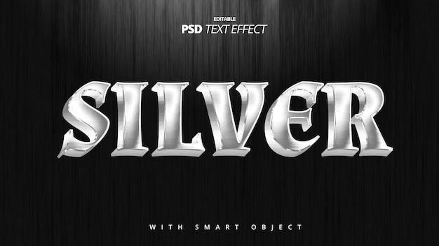 Silver 3d realistic text effect template design