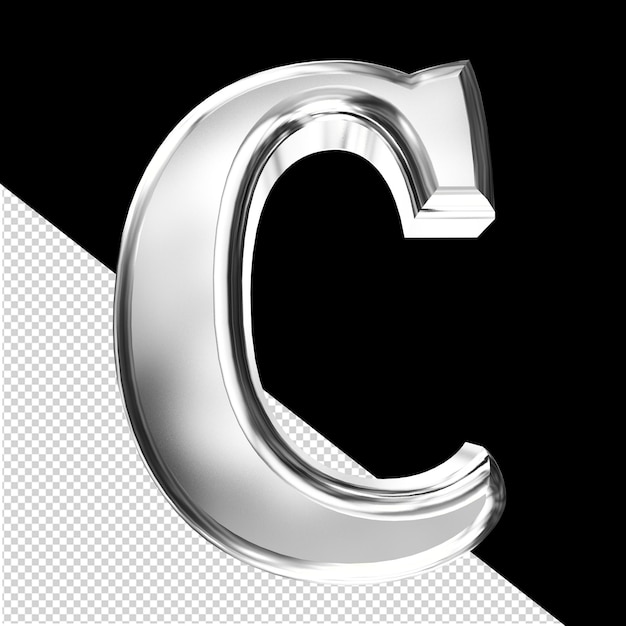 シルバーの3Dシンボルで 斜めの文字"c"
