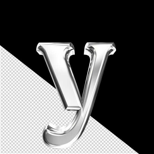 Silver 3d symbol with bevel letter y