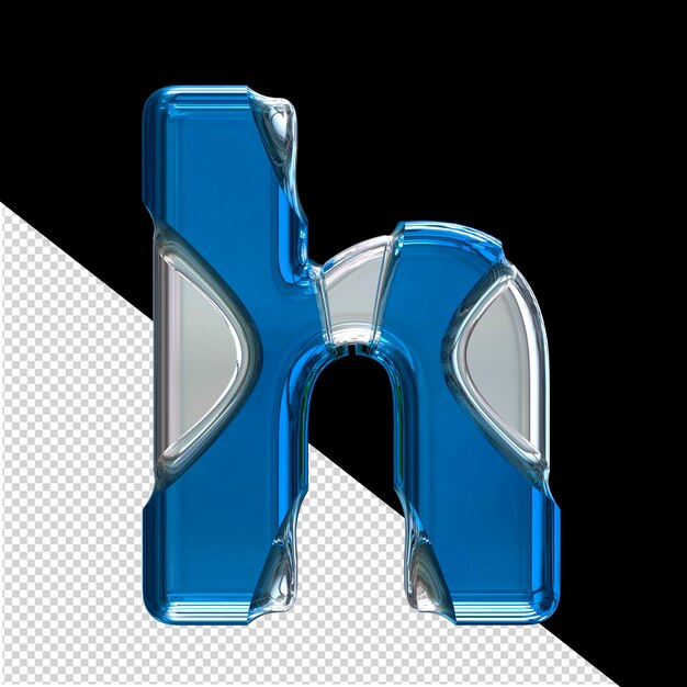 PSD silver 3d symbol with blue inlays letter h