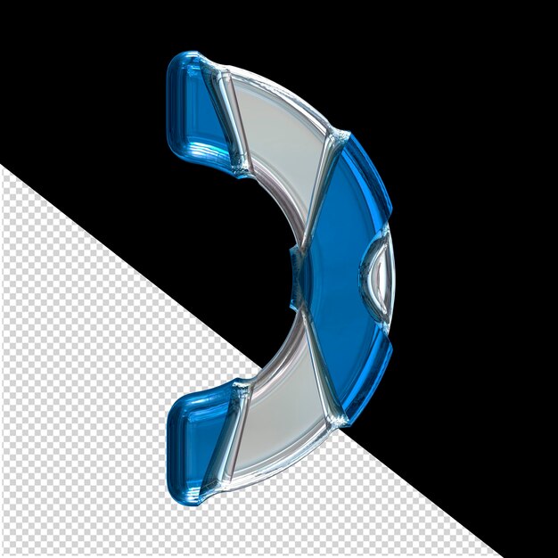 Silver 3d symbol with blue inlays